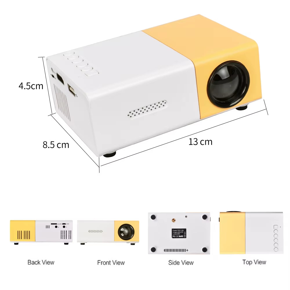 YG300 Mini Projector LED Portable Beamer Compatible with HDMI USB Support 1080P Video Projetor Kids Gift