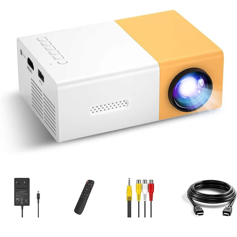 YG300 Mini Projector LED Portable Beamer Compatible with HDMI USB Support 1080P Video Projetor Kids Gift