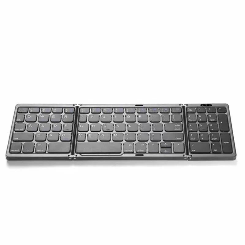 Dual Bluetooth 5.1 Keyboard 3Folding Mini Keyboard Rechargeable Foldable Keyboard with Touchpad for Windows Android IOS Ipad