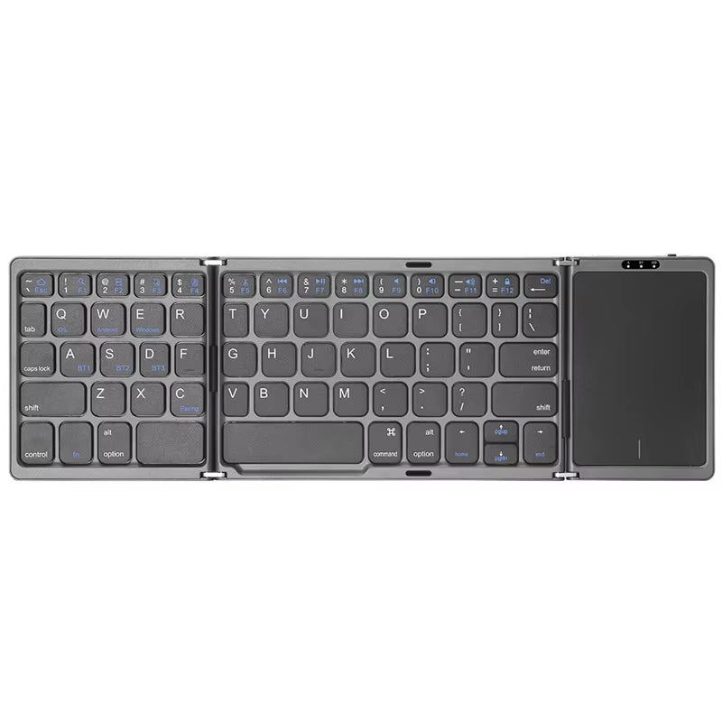 Dual Bluetooth 5.1 Keyboard 3Folding Mini Keyboard Rechargeable Foldable Keyboard with Touchpad for Windows Android IOS Ipad