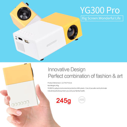 YG300 Mini Projector LED Portable Beamer Compatible with HDMI USB Support 1080P Video Projetor Kids Gift