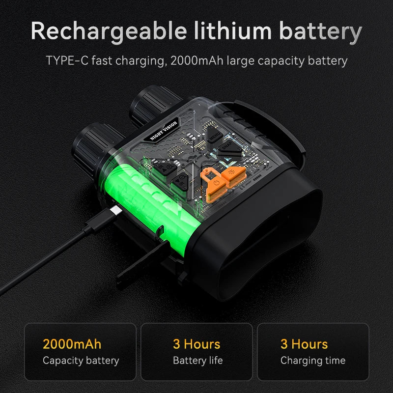 1080P Night Vision Binoculars 10X Digital 800M Full Dark Infrared Night Vision Telescope Goggles 2.8” Large Screen for Camping